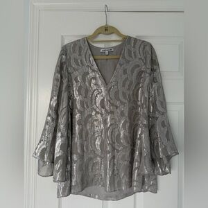 Elizabeth and James Metallic Silver Blouse